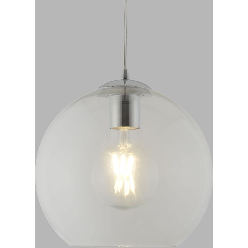 foto del prodotto sospensione contemporanea balls acciaio cromo vetro trasparente 1 luce e27 d25cm