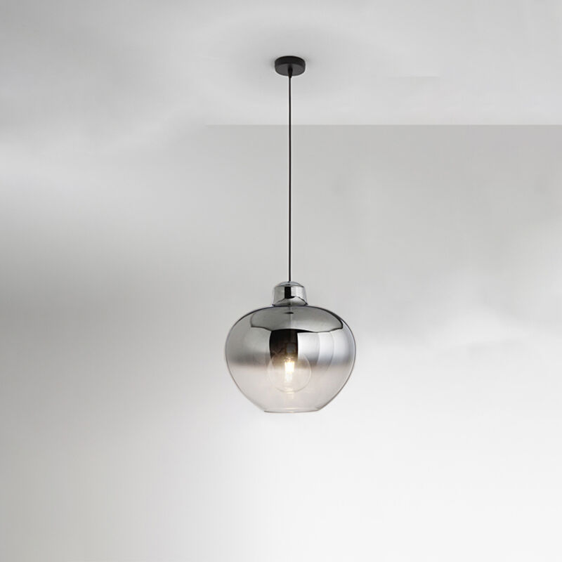 foto del prodotto sospensione contemporanea bowl metallo cromo vetro fum 1 luce e27