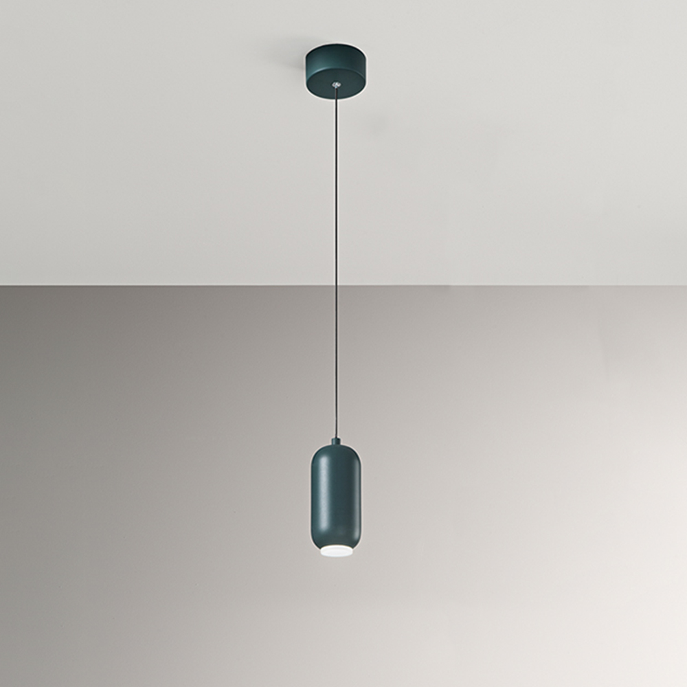 foto del prodotto sospensione contemporanea bullet metallo verde led 9w 3000k