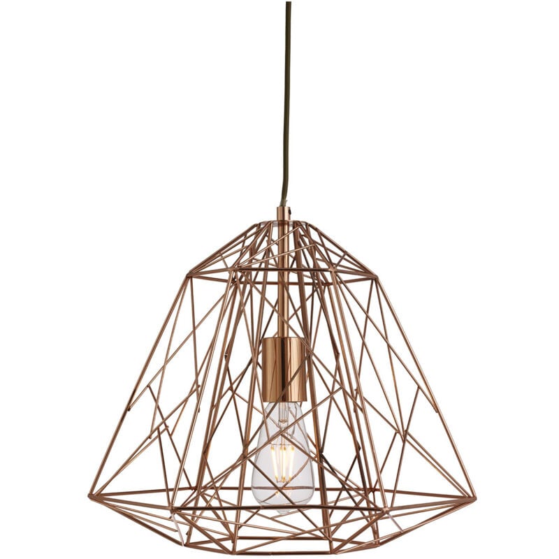 foto del prodotto sospensione contemporanea cage geometrica acciaio rame 1 luce e27