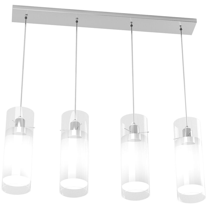 foto del prodotto sospensione contemporanea cilinder metallo cromo vetro satinato 4 luci e27
