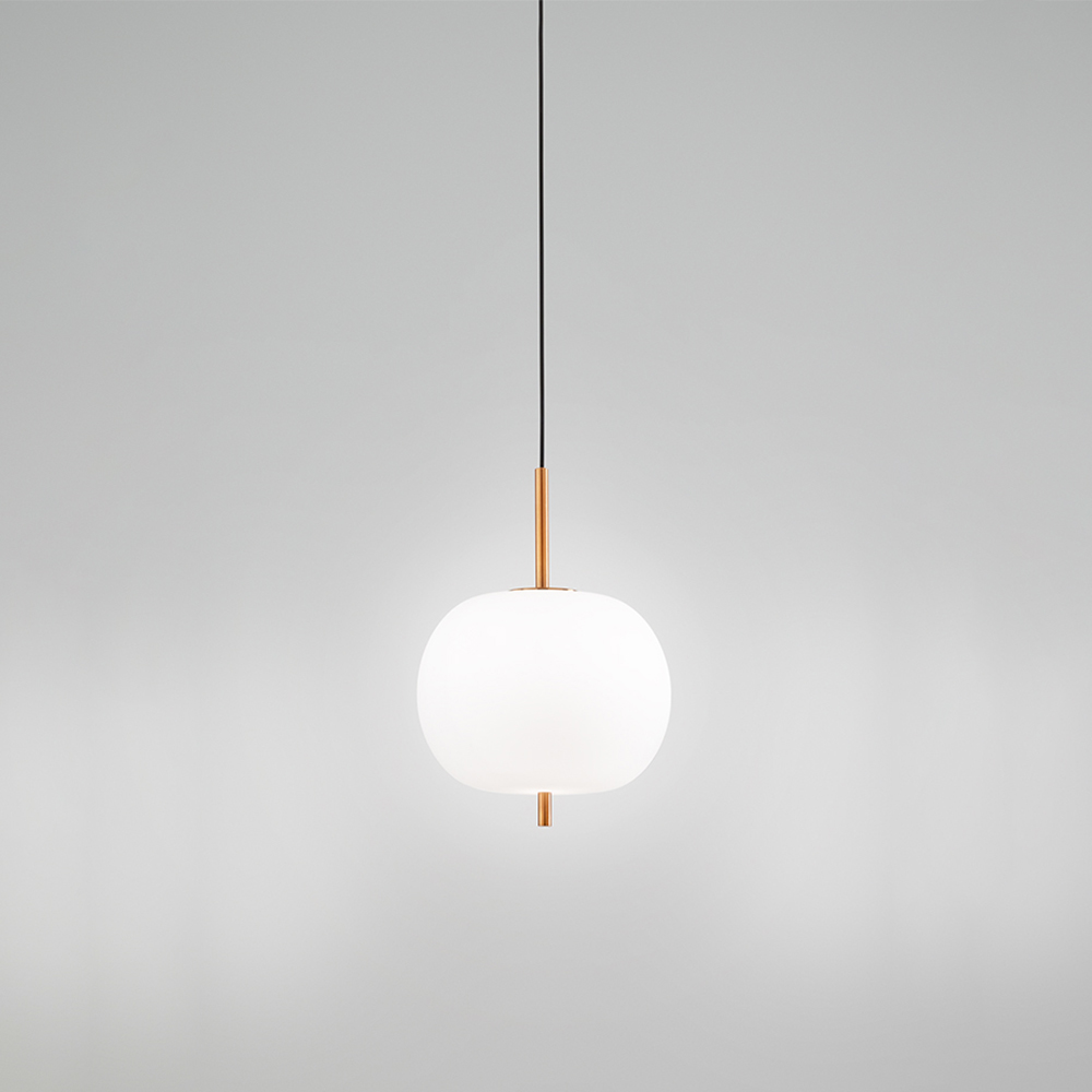 foto del prodotto sospensione contemporanea cirro metallo oro vetro bianco led 18w 3000k