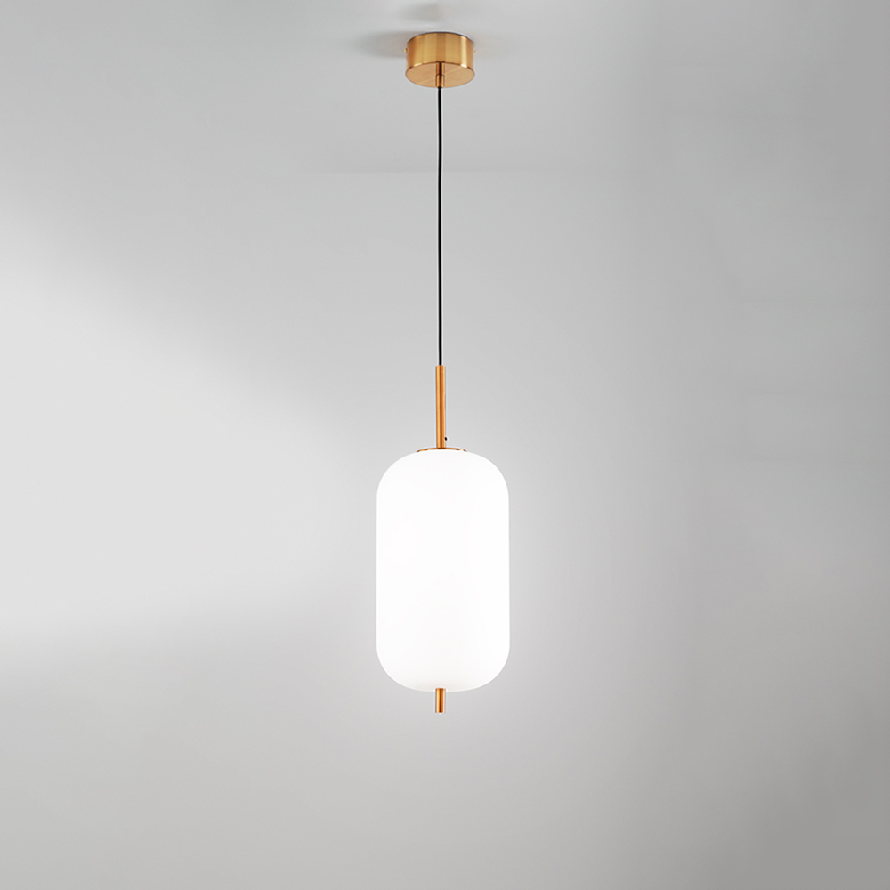foto del prodotto sospensione contemporanea cirro metallo oro vetro bianco led 24w 3000k d22