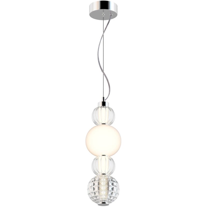 foto del prodotto sospensione contemporanea collar metallo cromo e paralume vetro trasparente 17w