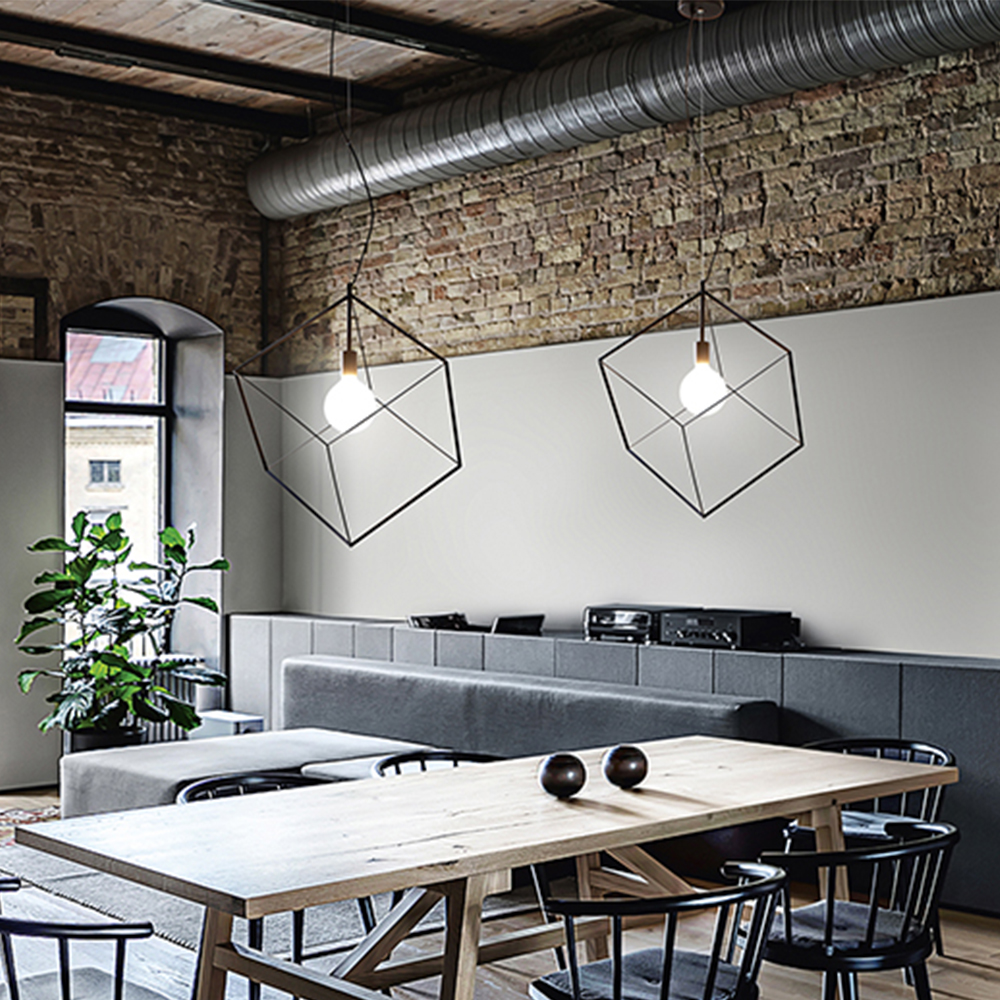 foto del prodotto sospensione contemporanea cube metallo nero 1 luce e27