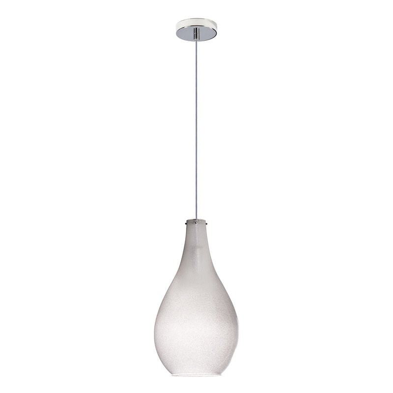 foto del prodotto sospensione contemporanea drop metallo cromo vetro grigio 1 luce e14 d.17cm
