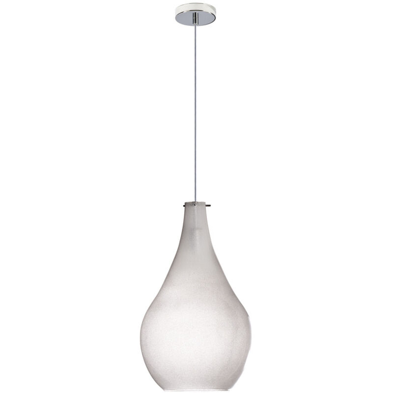foto del prodotto sospensione contemporanea drop metallo cromo vetro grigio 1 luce e14 d.22cm