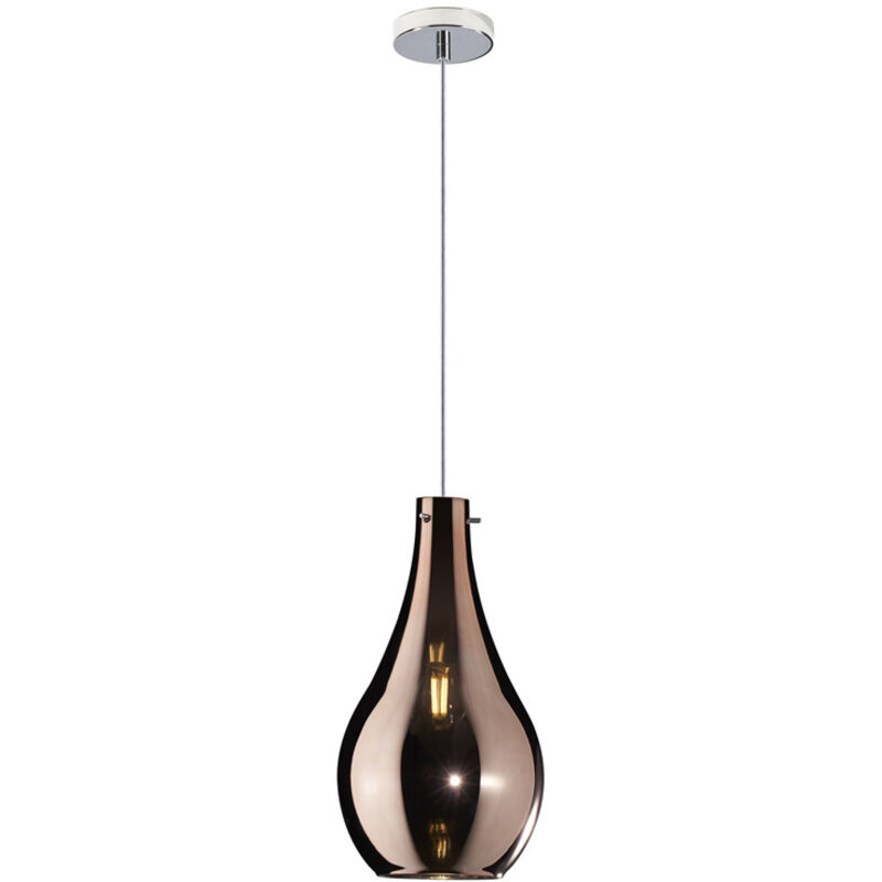 foto del prodotto sospensione contemporanea drop metallo cromo vetro rame 1 luce e14 d.17cm
