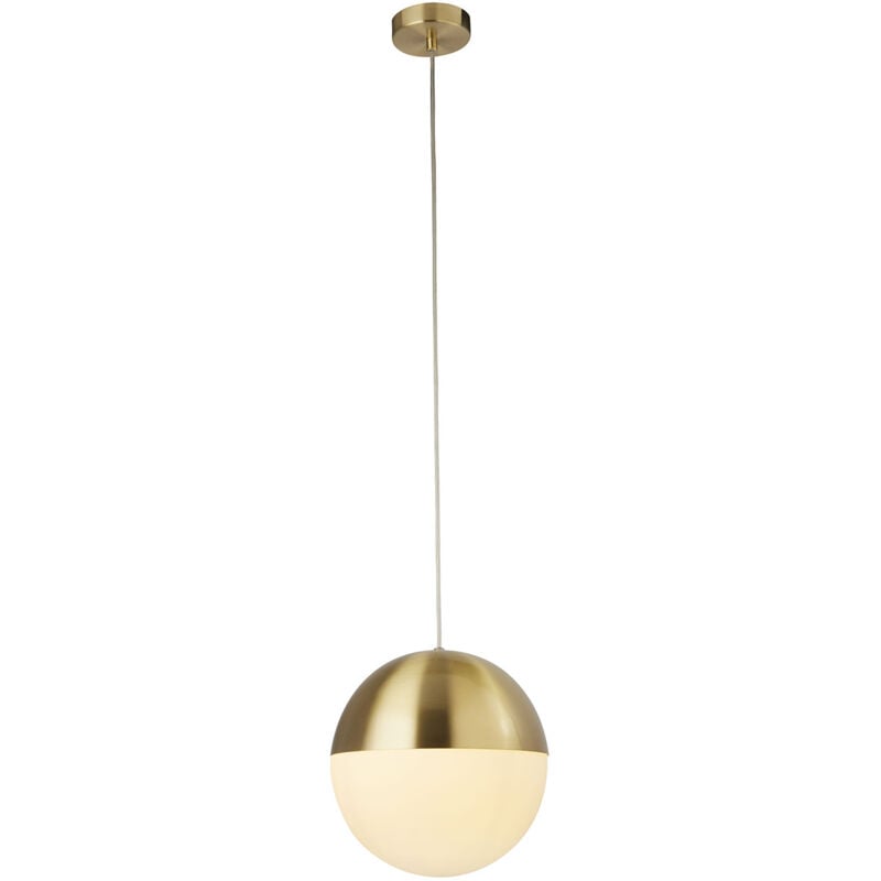 foto del prodotto sospensione contemporanea endor acciaio ottone vetro bianco 1 luce e27