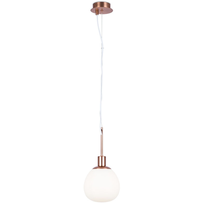 foto del prodotto sospensione contemporanea erich metallo oro rosa 1 luce e diffusore bianco