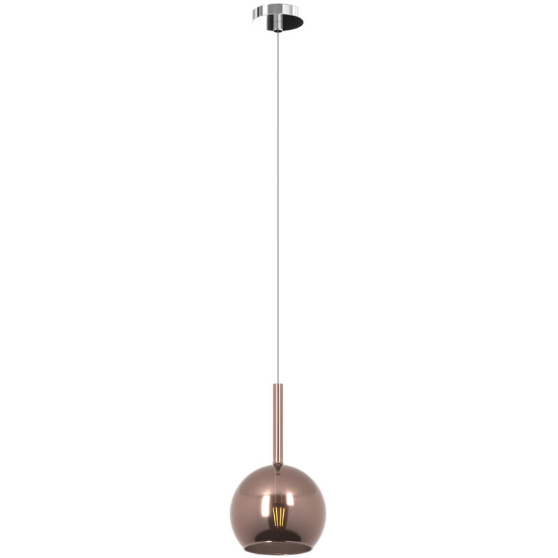 foto del prodotto sospensione contemporanea future metallo cromo vetro rame 1 luce e27 d.15cm