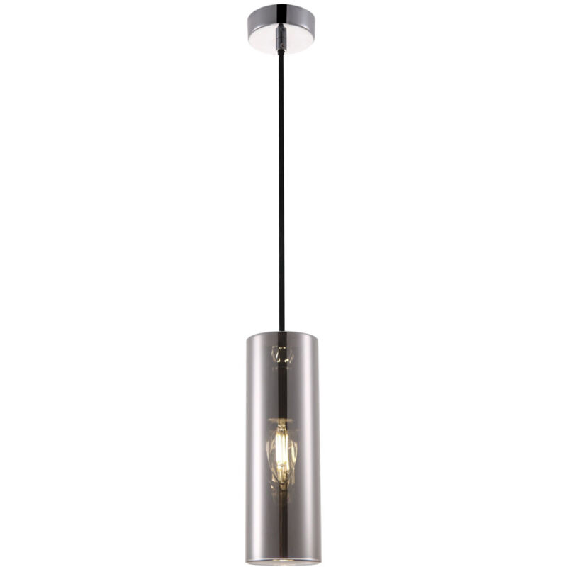 foto del prodotto sospensione contemporanea gioia metallo cromo 1 luce diffusore vetro cromo