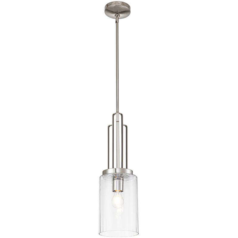 foto del prodotto sospensione contemporanea kimrose acciaio nichel lucido vetro 1 luce e27