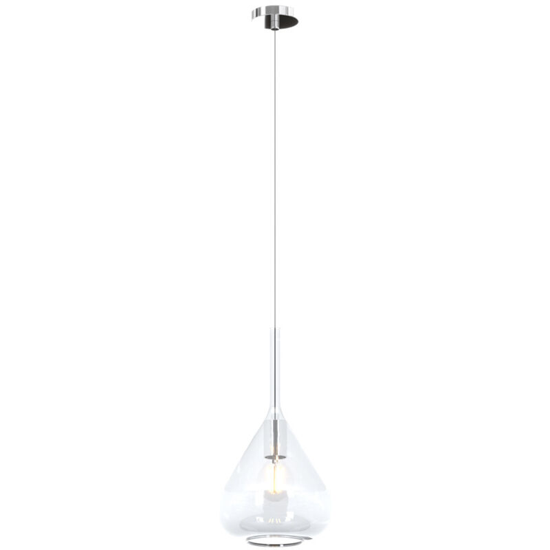 foto del prodotto sospensione contemporanea kona metallo cromo vetro trasparente 1 luce e27