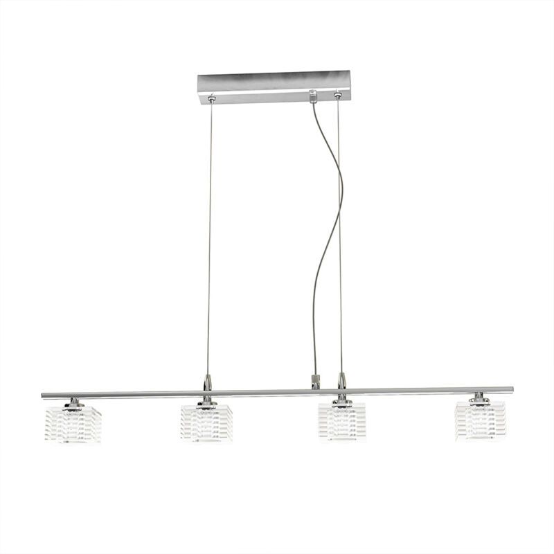 foto del prodotto sospensione contemporanea metropolitan metallo cromo vetro trasparente 4 luci g9