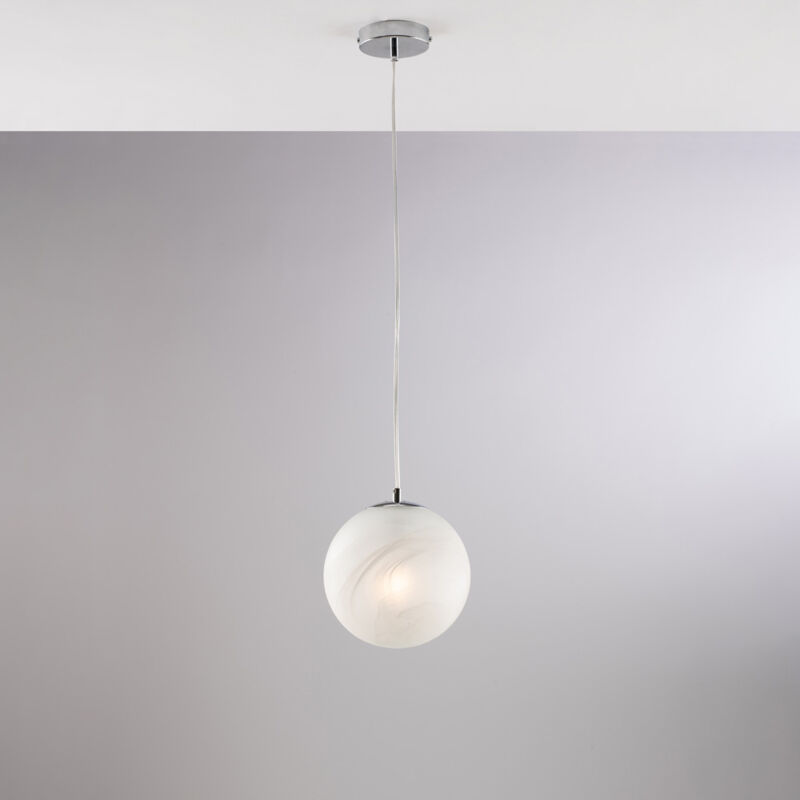 foto del prodotto sospensione contemporanea olaf metallo cromo 1 luce e27