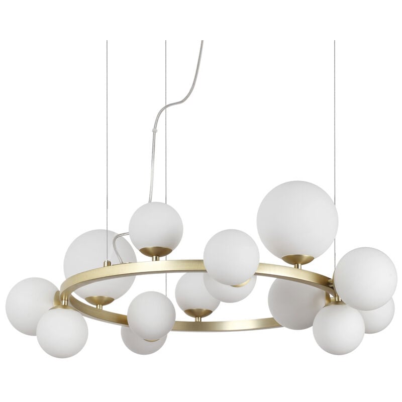 foto del prodotto sospensione contemporanea perlage metallo ottone 14 luci g9 3w 3000k luce calda