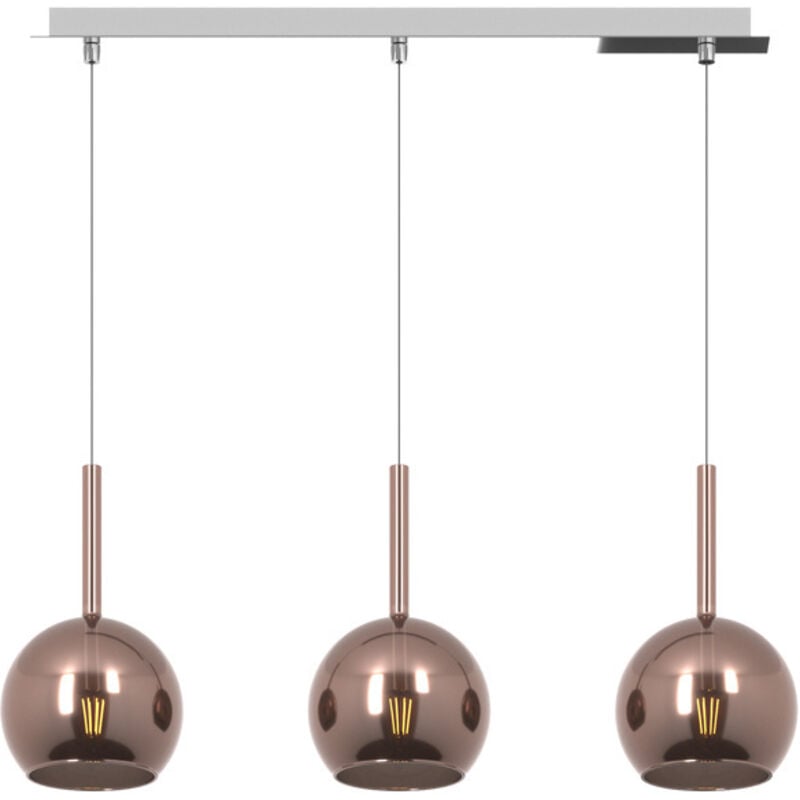 foto del prodotto sospensione contemporanea rosone rett. future met. cromo vetro rame 3 luci e27
