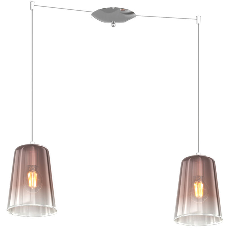 foto del prodotto sospensione contemporanea shaded metallo cromo vetro rame 2 luci e27