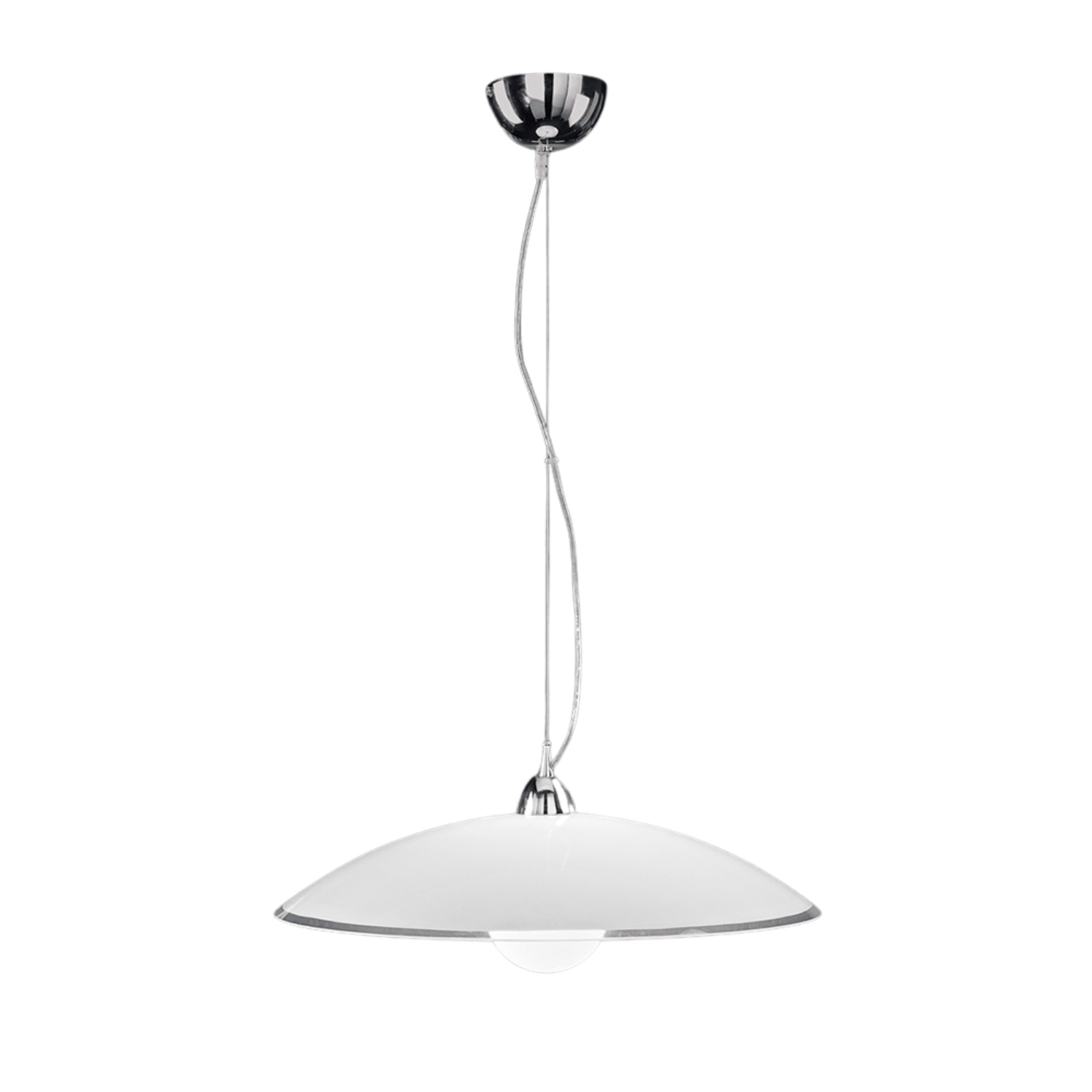 foto del prodotto sospensione contemporanea skirt metallo vetro bianco 1 luce e27 ip20 d55