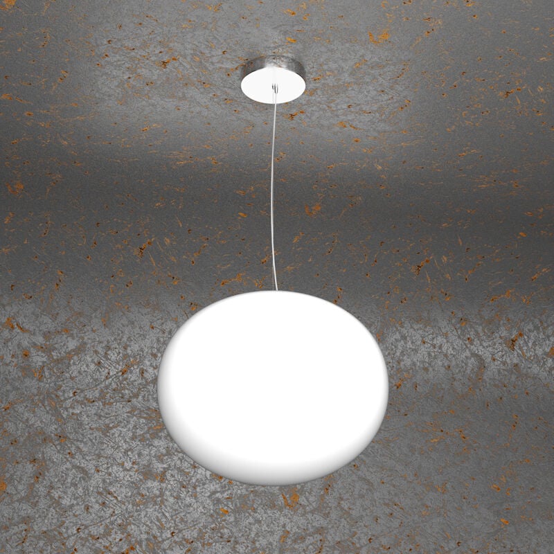 foto del prodotto sospensione contemporanea soft metallo cromo vetro acidato opaco 1 luce e27 35cm