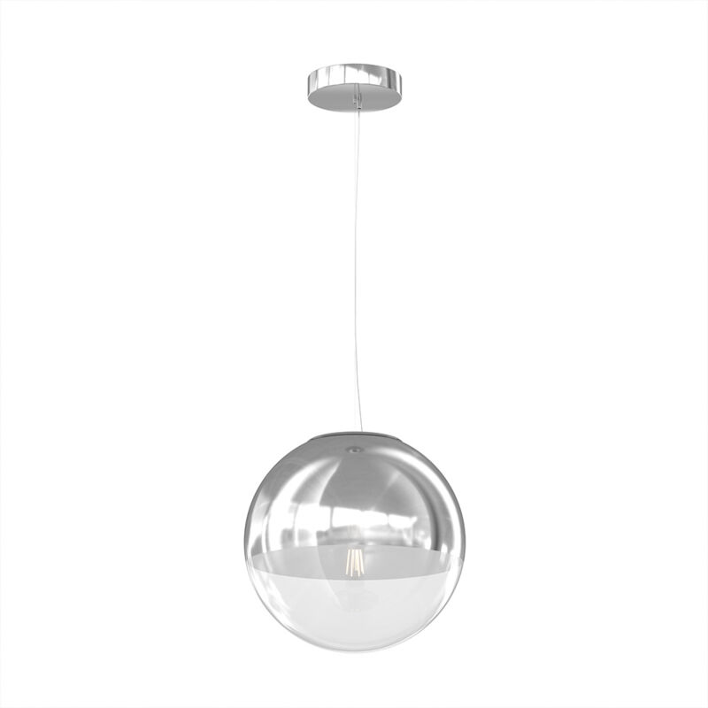 foto del prodotto sospensione contemporanea target metallo cromo vetro cromo trasp 1 luce e27 30cm