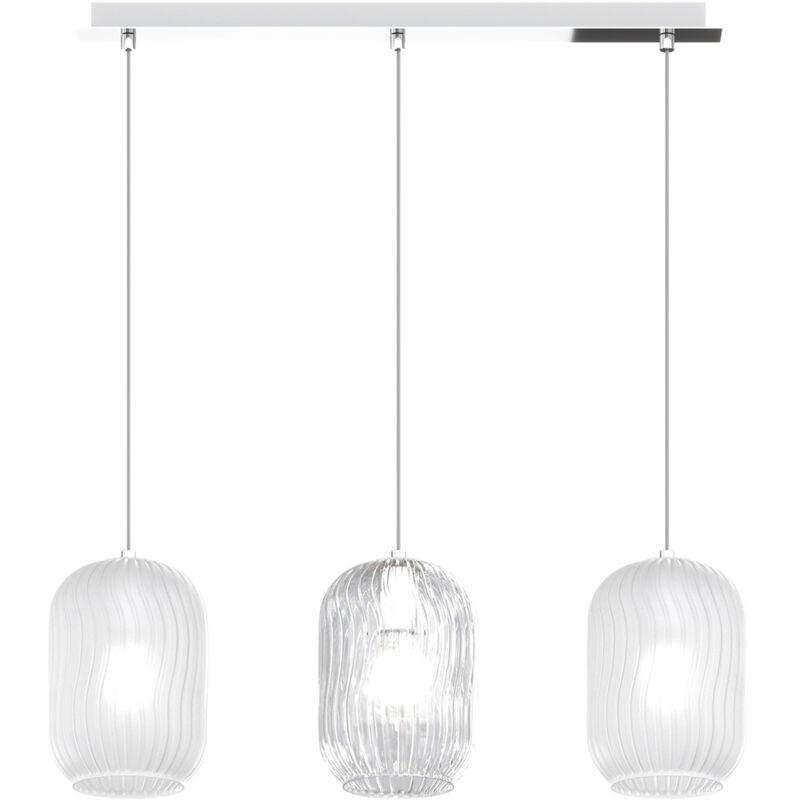 foto del prodotto sospensione contemporanea tender metallo cromo vetro bianco 3 luci e27