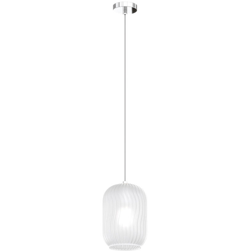 foto del prodotto sospensione contemporanea tender metallo cromo vetro bianco fog 1 luce e27
