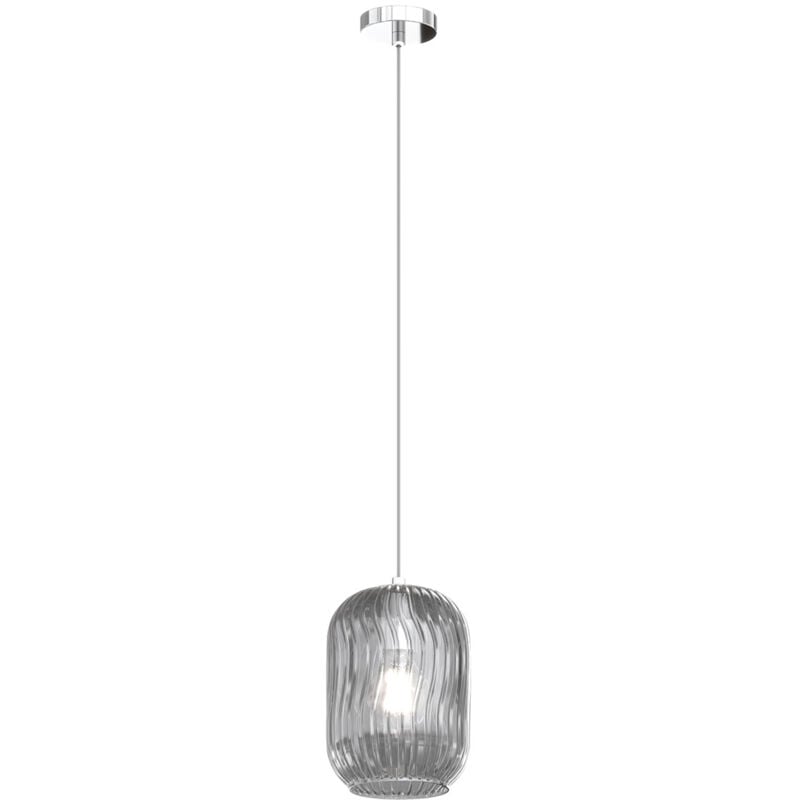 foto del prodotto sospensione contemporanea tender metallo cromo vetro fum 1 luce e27