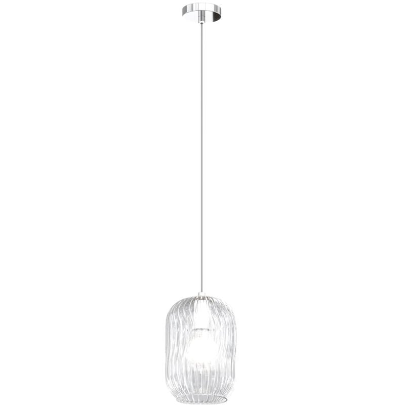 foto del prodotto sospensione contemporanea tender metallo cromo vetro trasparente 1 luce e27