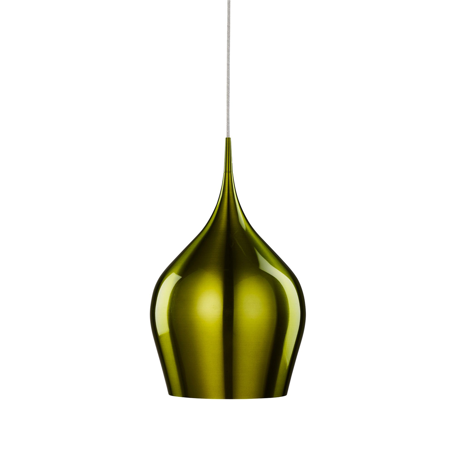 foto del prodotto sospensione contemporanea vibrante alluminio verde 1 luce e27