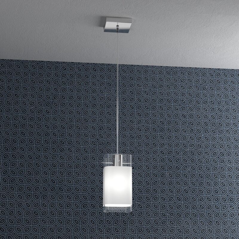 foto del prodotto sospensione contemporanea wild metallo cromo vetro satinato 1 luce e27