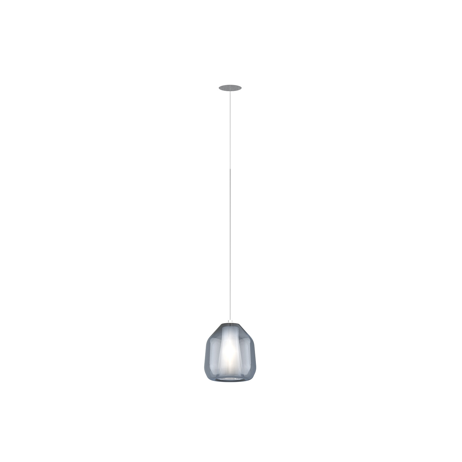 foto del prodotto sospensione contemporaneo double skin metallo cromo vetro blu 1 luce e27