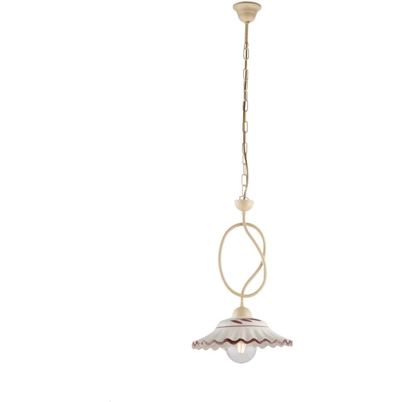 foto del prodotto sospensione country chic bistrot 1 luce avorio con ceramica vietrese