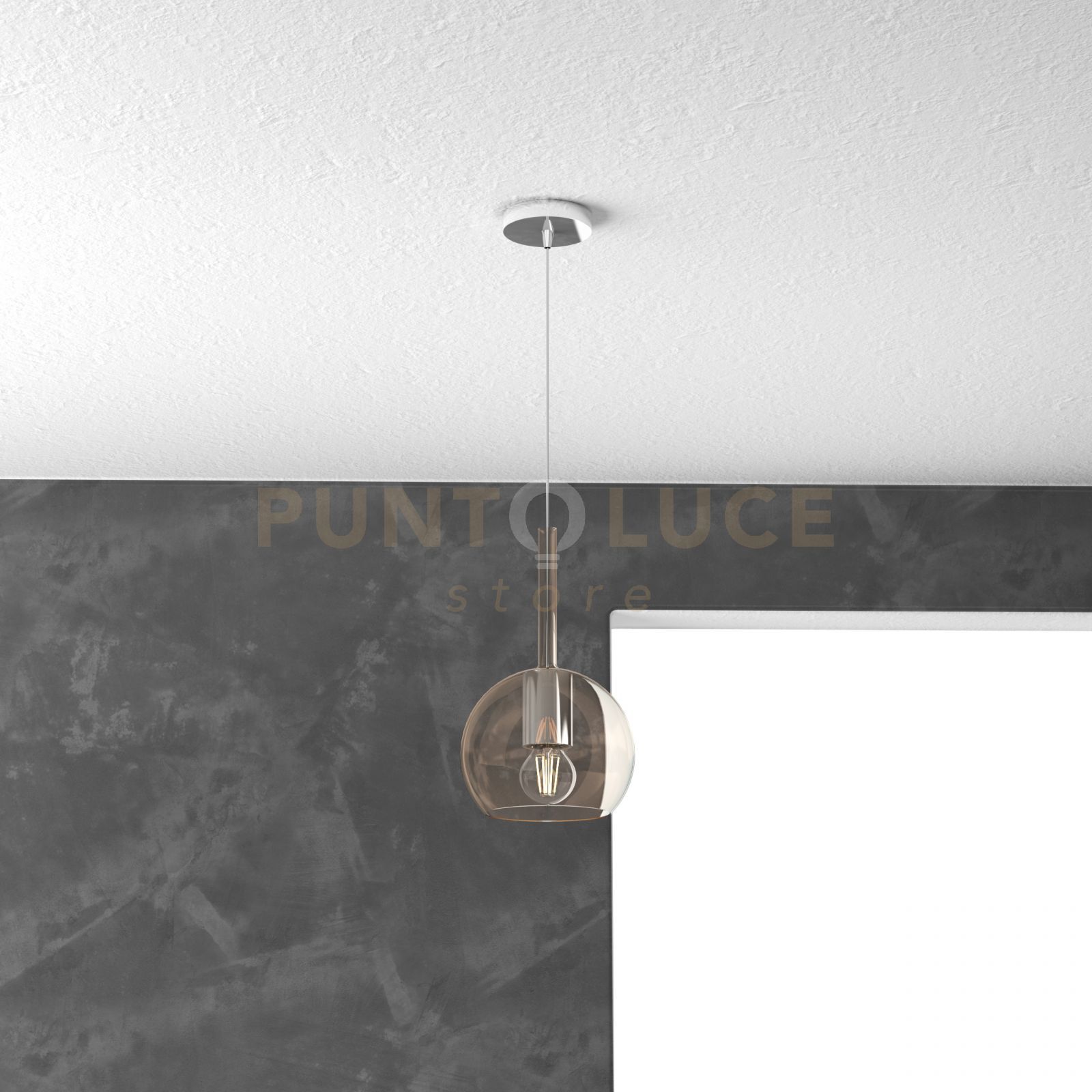 foto del prodotto sospensione cromo 1 luce piccola ambra 1155cr sp am