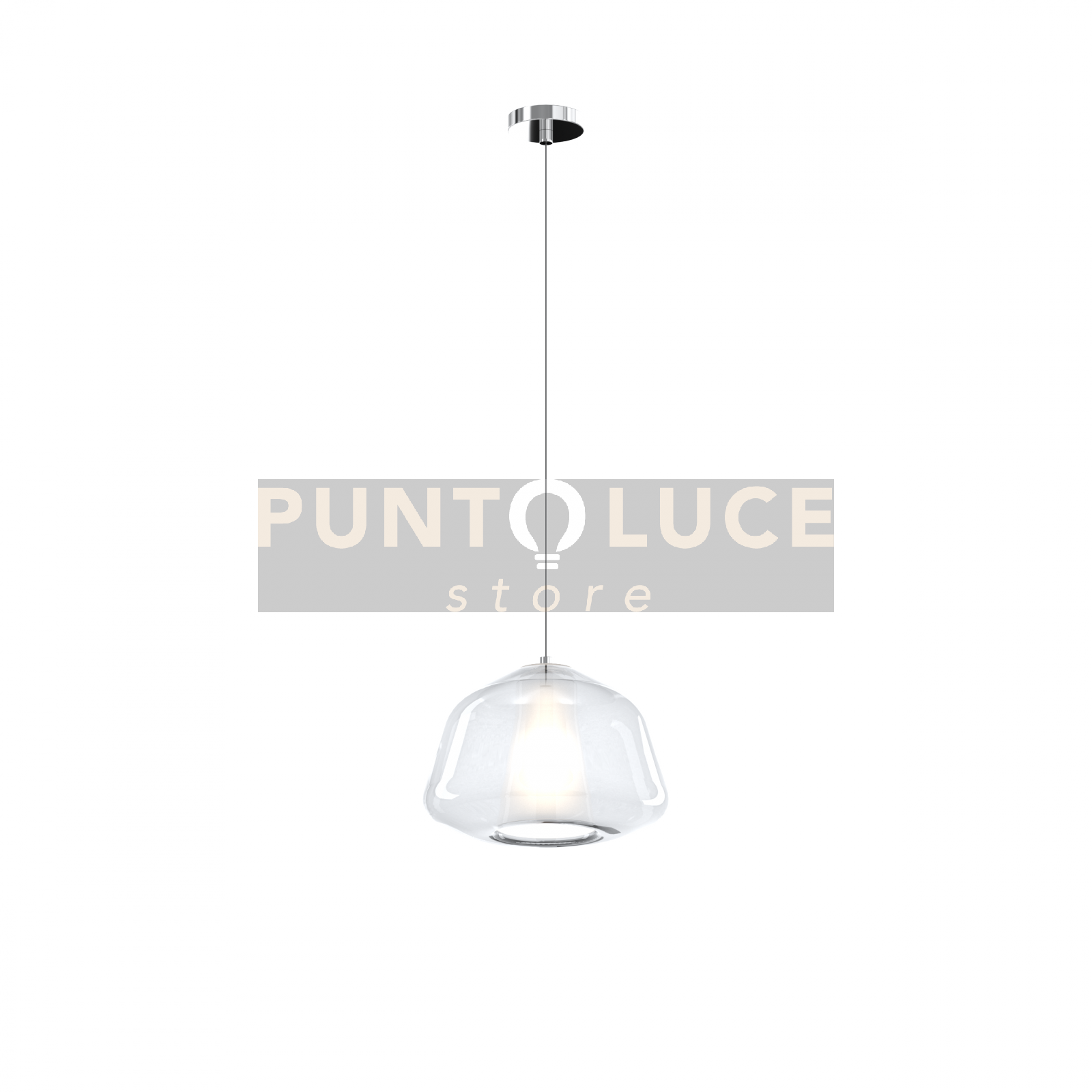 foto del prodotto sospensione cromo 1 luce vetro alpha trasparente 1176cr s1 alpha tr