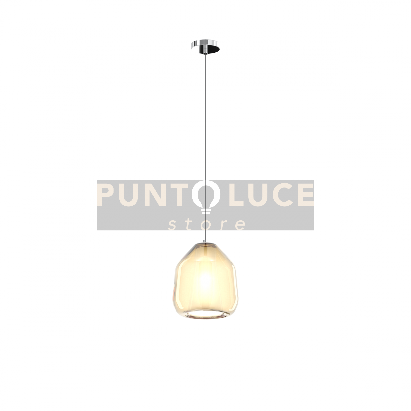 foto del prodotto sospensione cromo 1 luce vetro beta ambra 1176cr s1 beta am