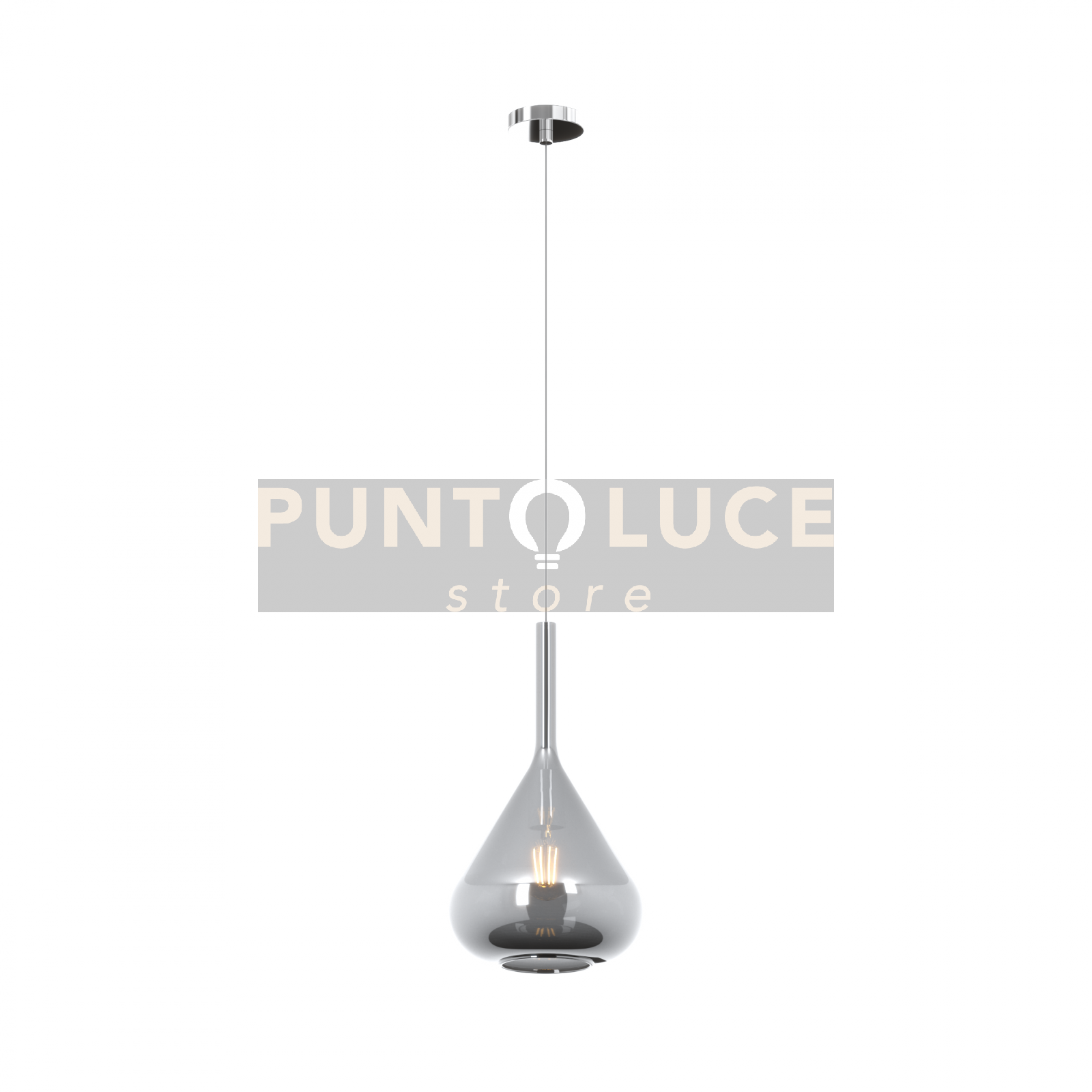 foto del prodotto sospensione cromo 1 luce vetro fume 1177cr s1 fu