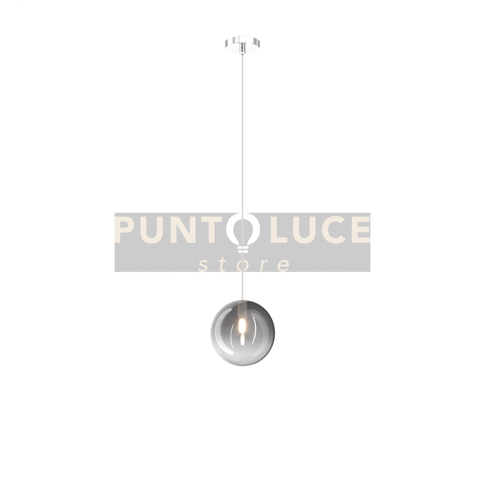 foto del prodotto sospensione cromo 1 luce vetro fume 1184cr-s1-fu