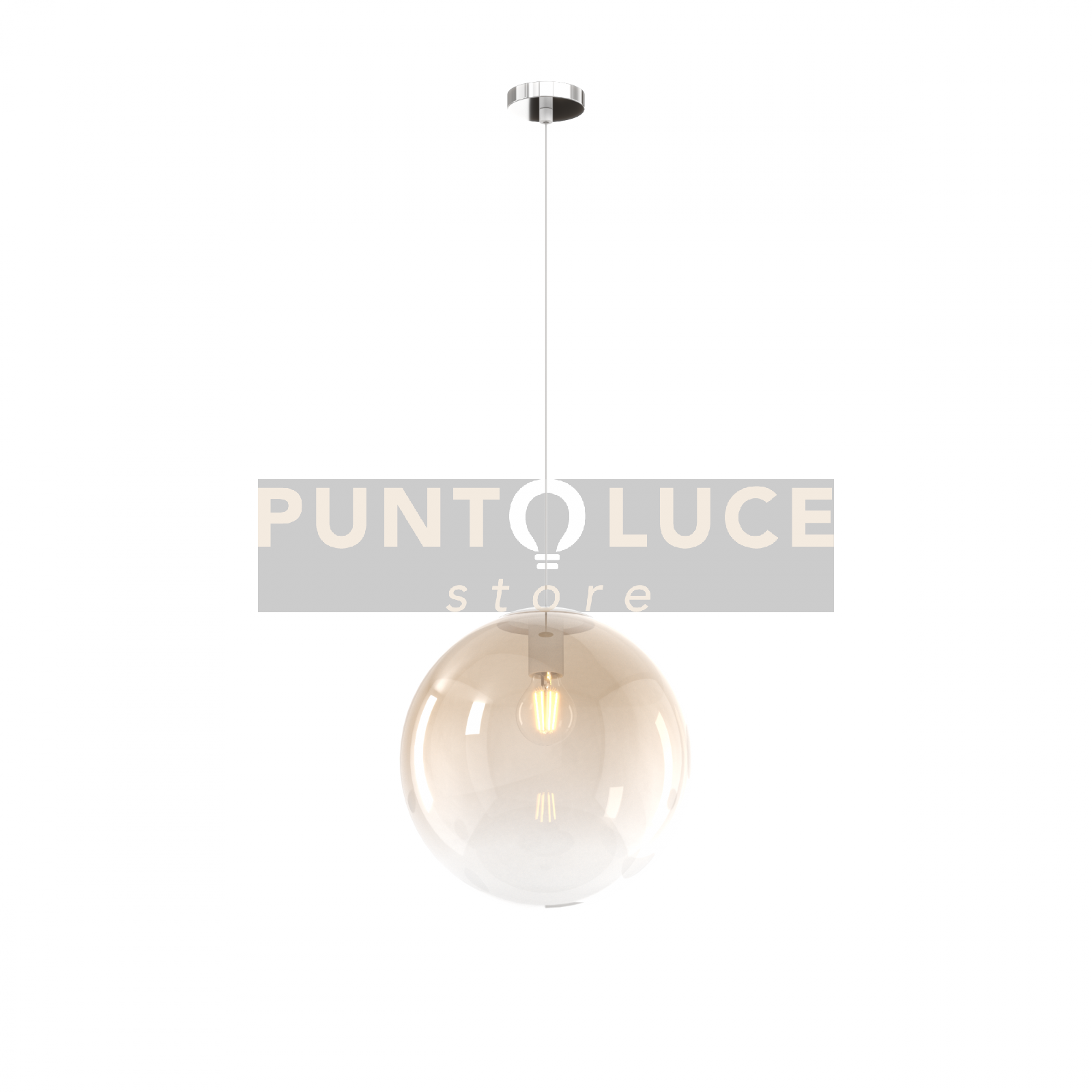 foto del prodotto sospensione cromo 1 luce vetro grande ambra 1194cr-s30-am