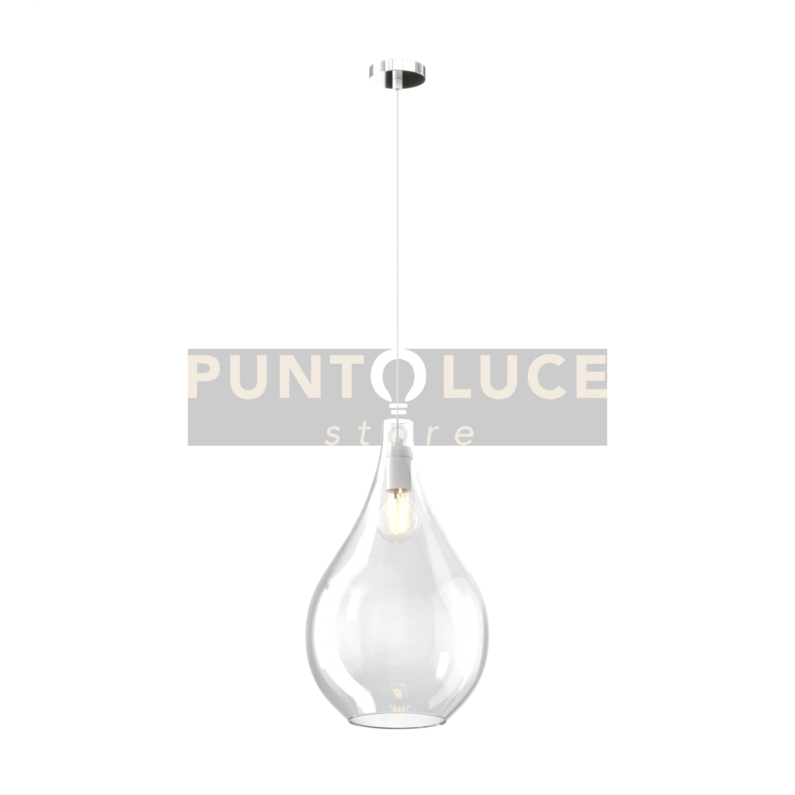 foto del prodotto sospensione cromo 1 luce vetro grande trasparente 1193cr-sg-tr