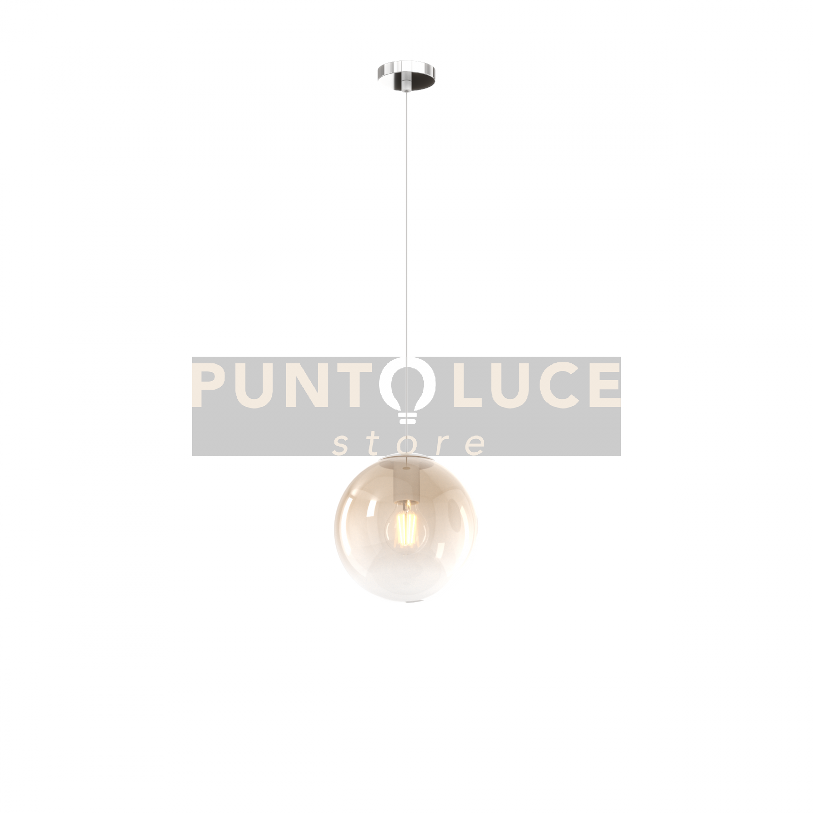 foto del prodotto sospensione cromo 1 luce vetro piccolo ambra 1194cr-s20-am