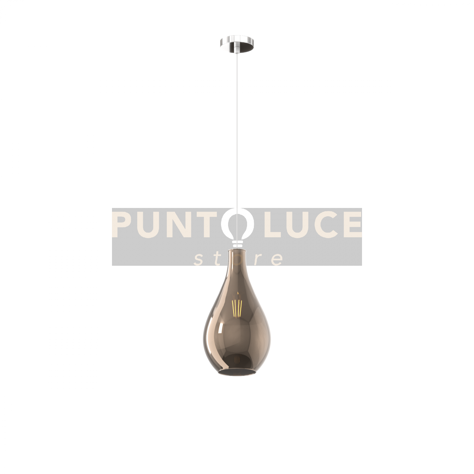 foto del prodotto sospensione cromo 1 luce vetro piccolo bronzo 1193cr sp br