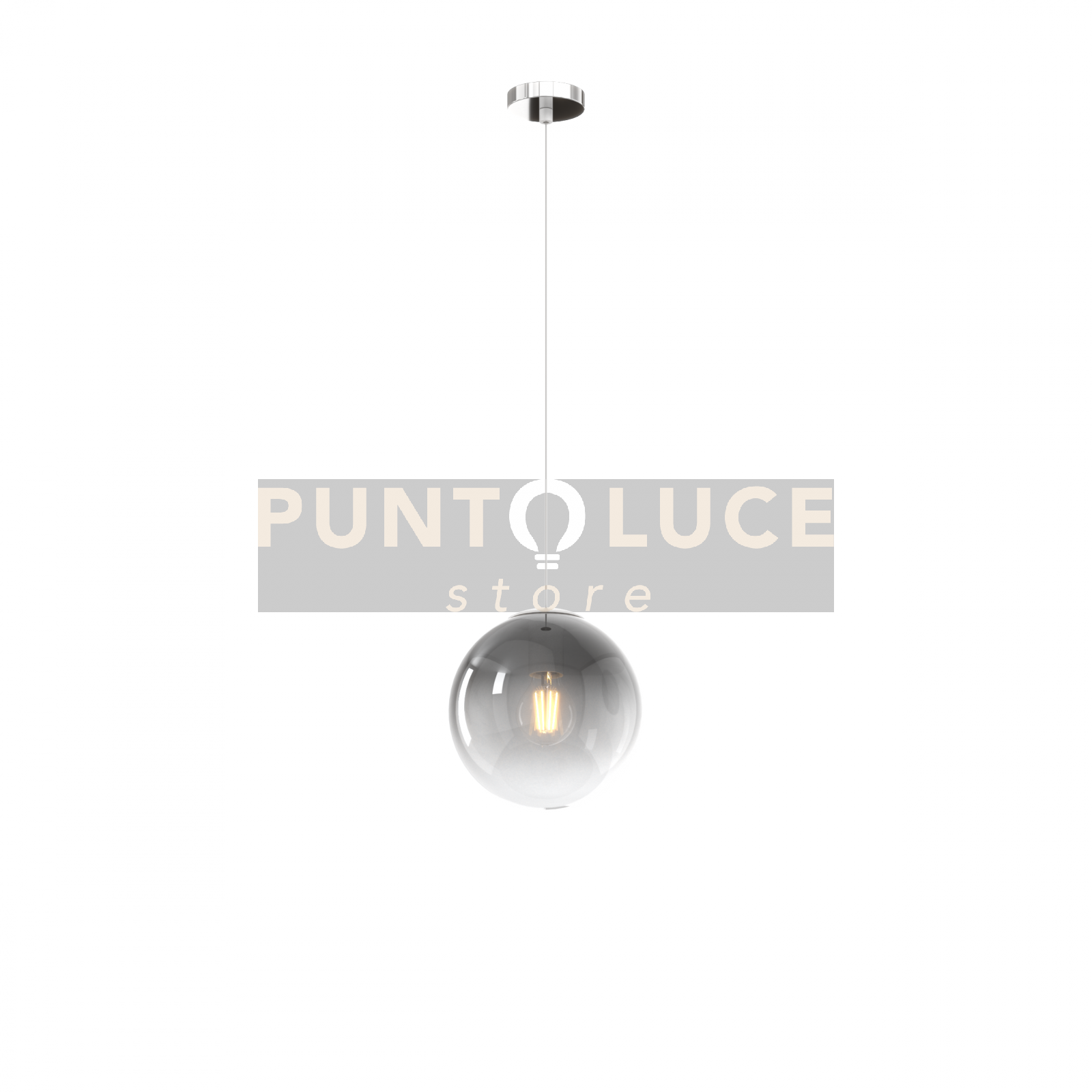 foto del prodotto sospensione cromo 1 luce vetro piccolo fume' 1194cr-s20-fu