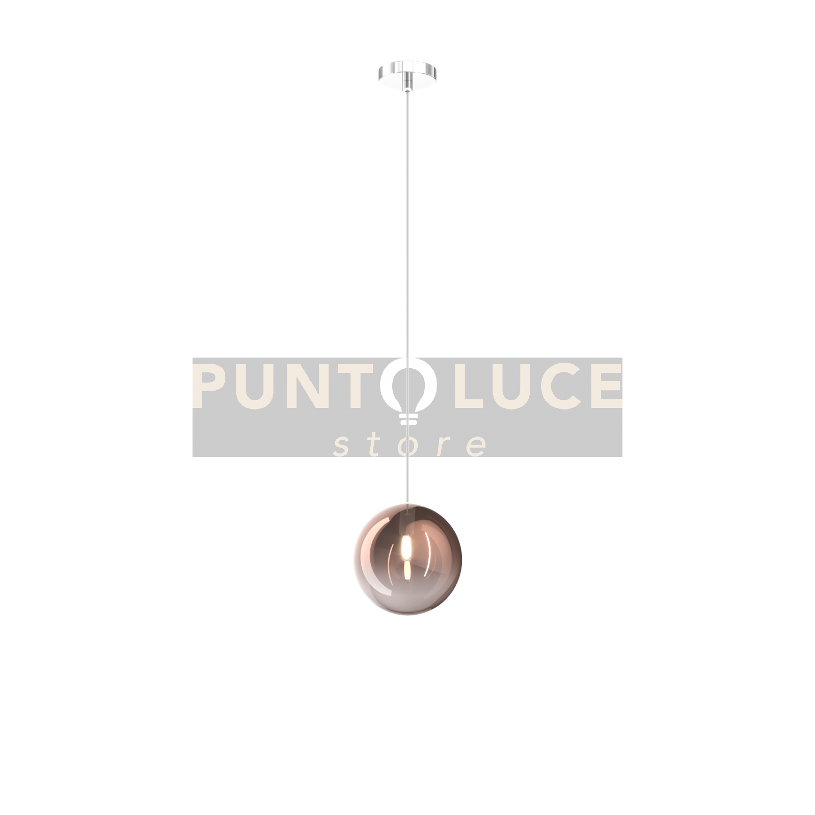 foto del prodotto sospensione cromo 1 luce vetro rame 1184cr-s1-ra