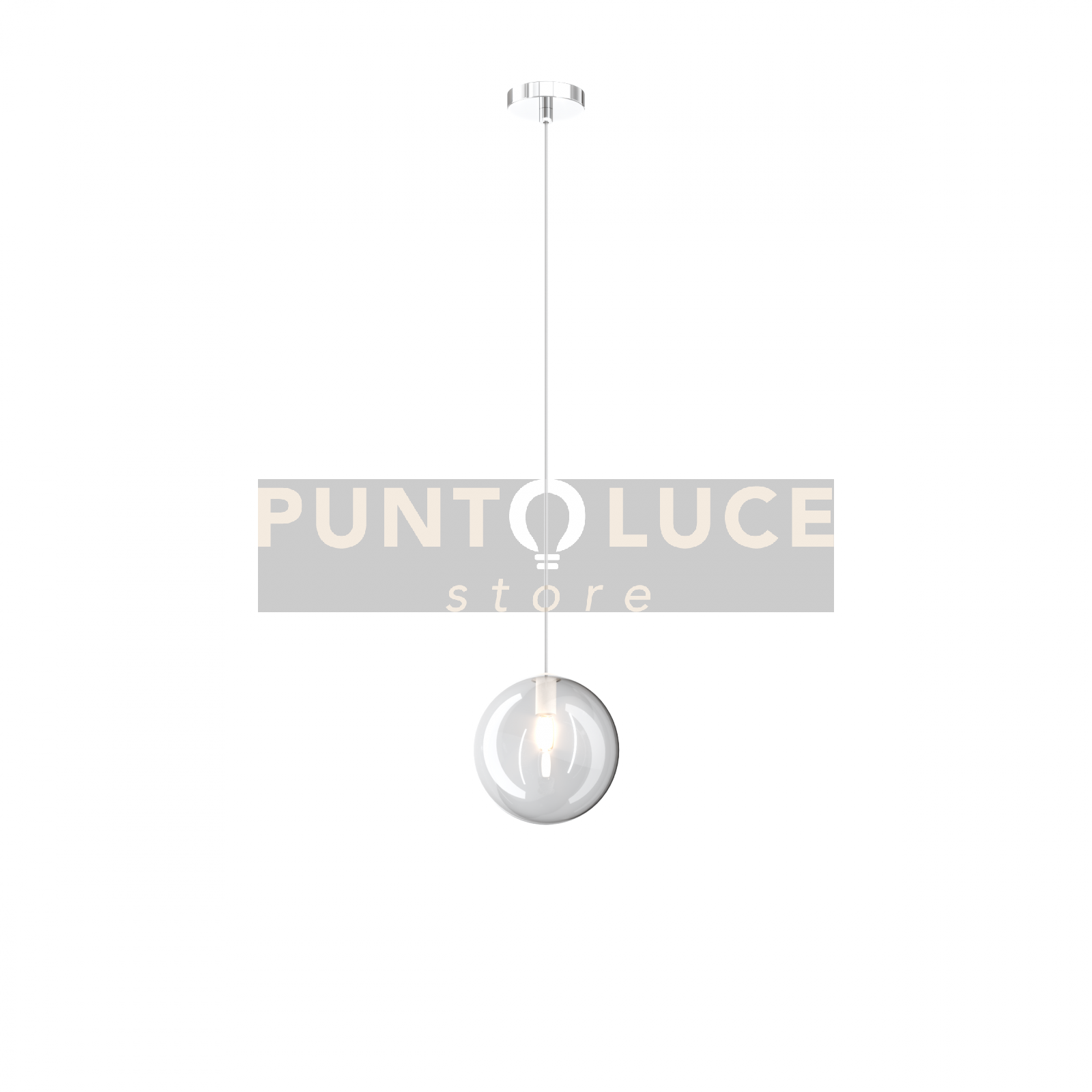 foto del prodotto sospensione cromo 1 luce vetro trasparente 1184cr-s1-tr