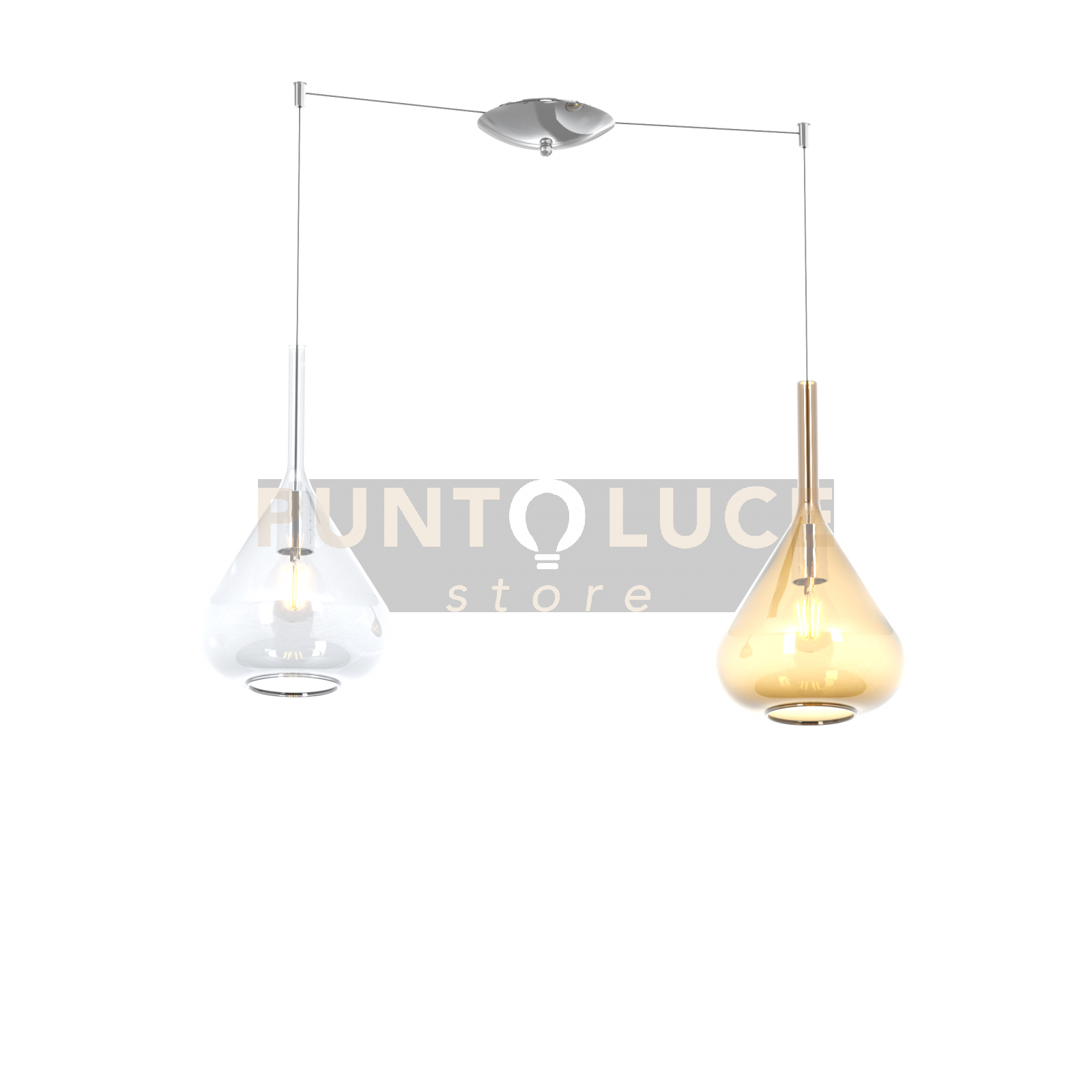 foto del prodotto sospensione cromo 2 luci spostabile vetri tr am 1177cr s2 s ta