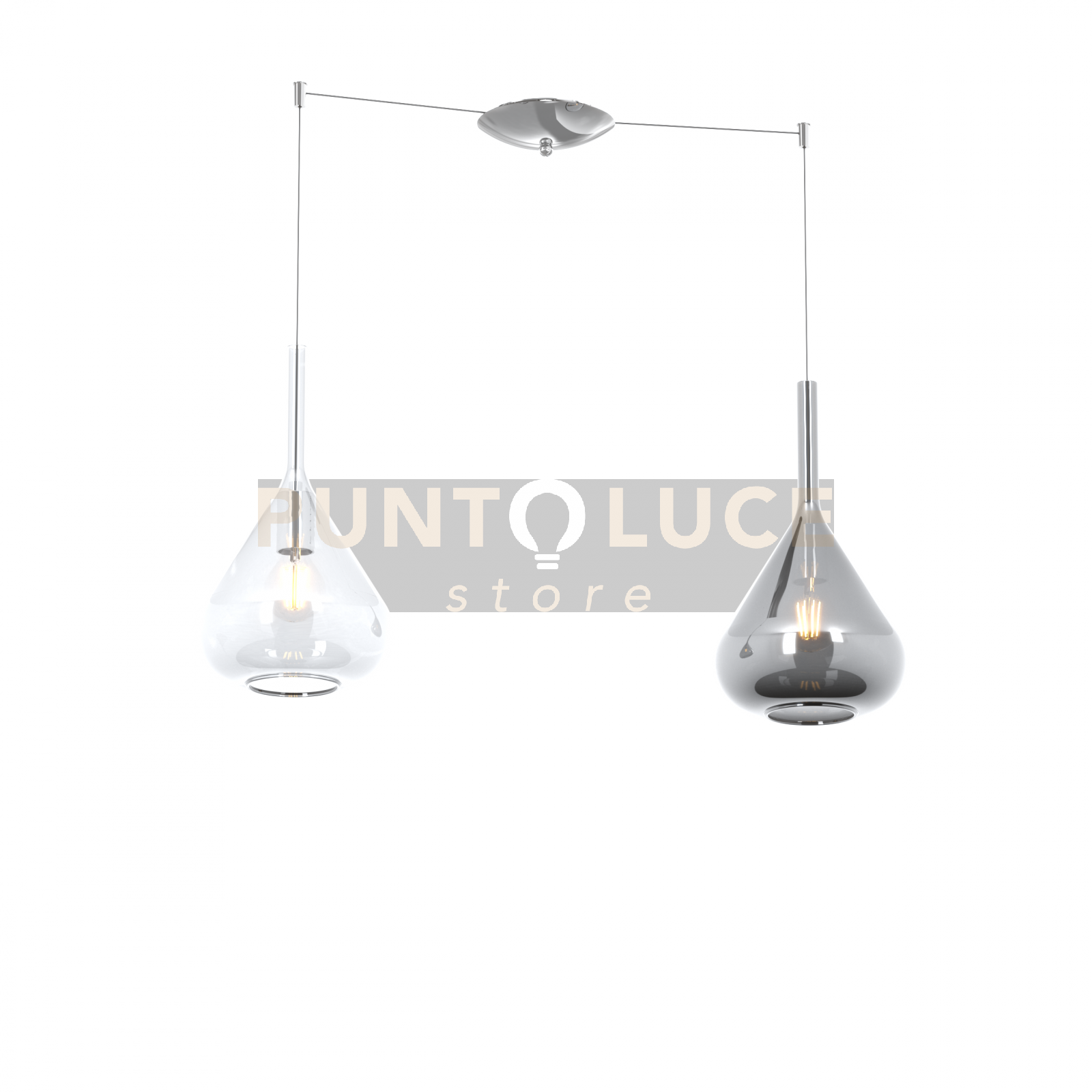 foto del prodotto sospensione cromo 2 luci spostabile vetri tr fu 1177cr s2 s tf