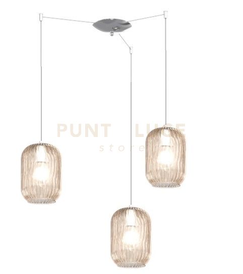 foto del prodotto sospensione cromo 3 luci spostabile vetri ambra 1181cr-s3 s-am