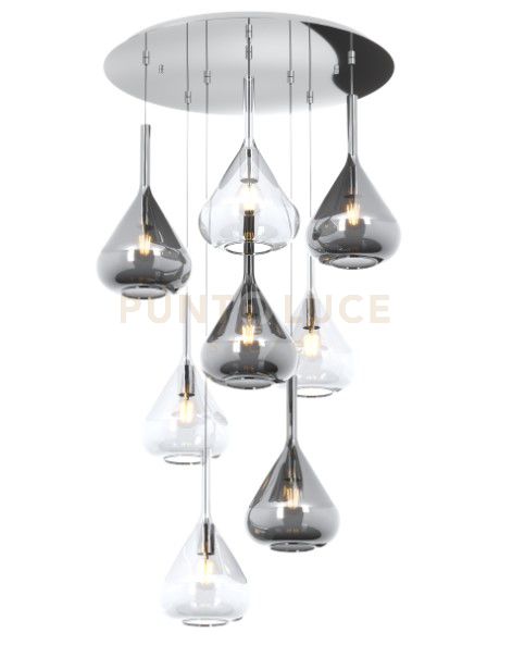 foto del prodotto sospensione cromo 8 luci tonda vetri 4x tr 4x fu 1177cr s8 t tf